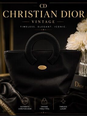 Christian Dior Vintage Black Nylon Top Handle  Purse 1980s-1990s  Y2K